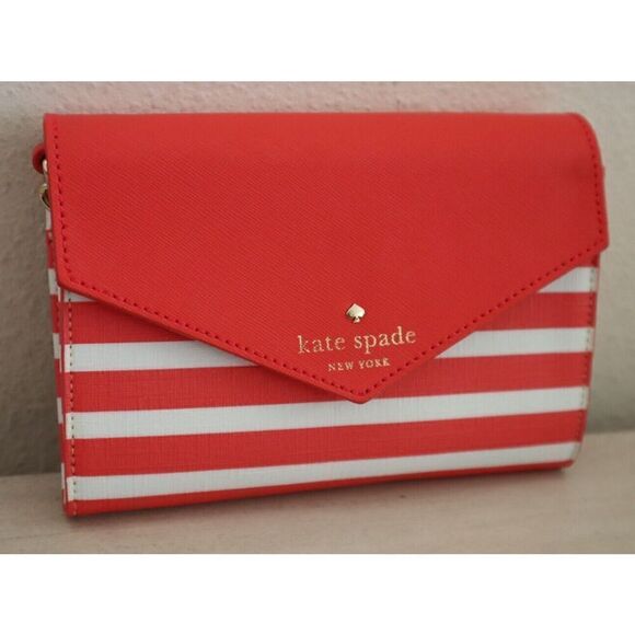 Kate Spade Women's Pink/White Striped Fairmount Square Monday Crossbody Bag - Picture 9 of 12